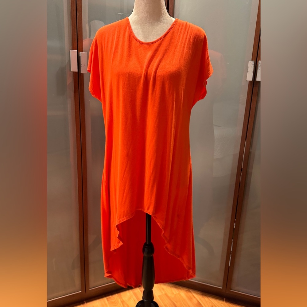 Orange high low T-shirt dress, size M